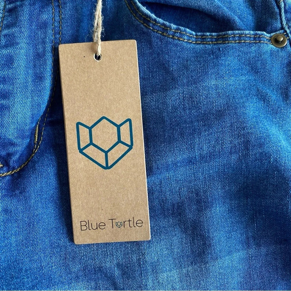 BLUE TURTLE Stacked Waist Slimming High Waist Skinny Jeans Medium Blue size 3 - Picture 8 of 12